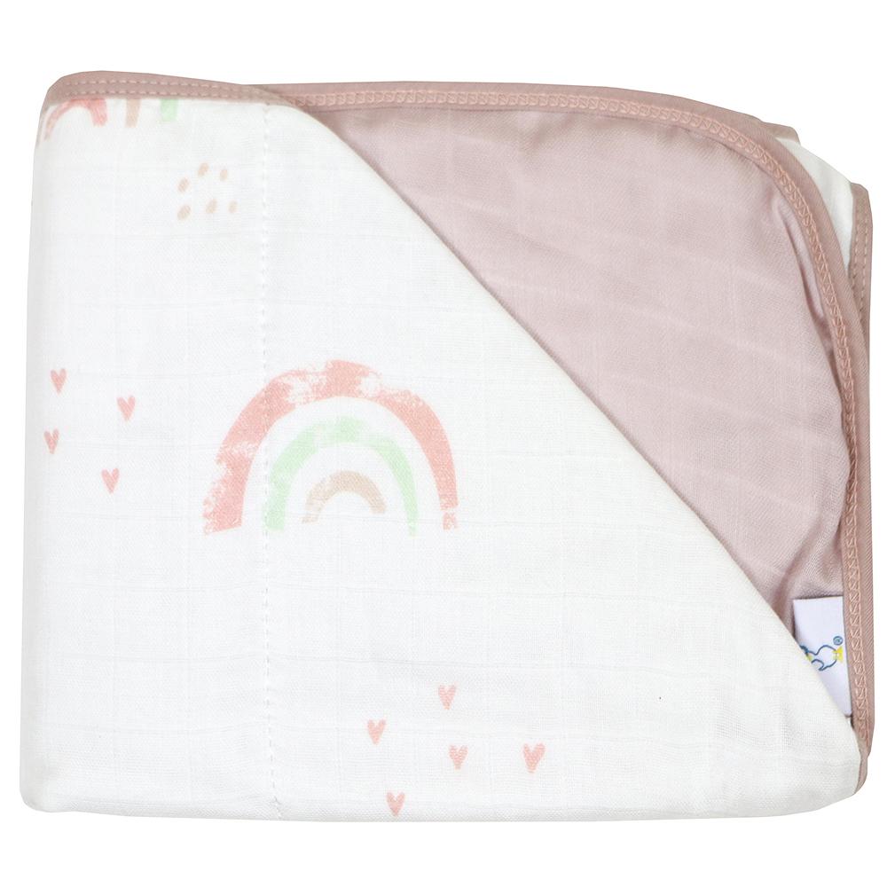 GooseWaddle Blanket Bamboo Muslin Quilted Blanket (Mauve & Rainbows)