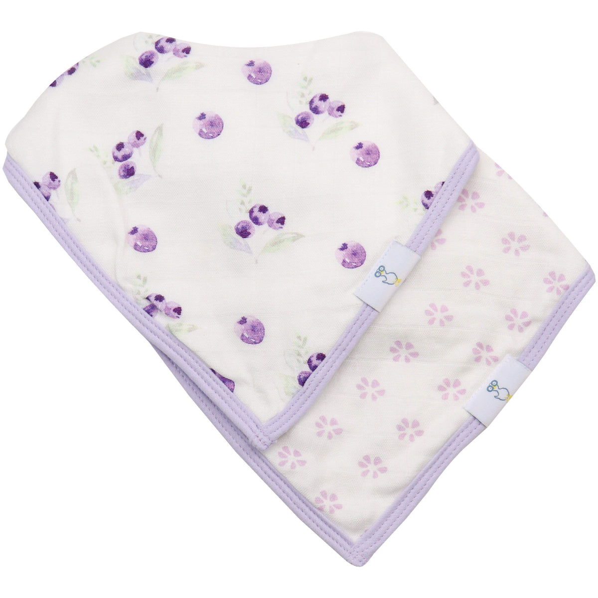 Goosewaddle 2 Pack Muslin &amp; Terry Cloth Bib Set, Blueberries and Flowers