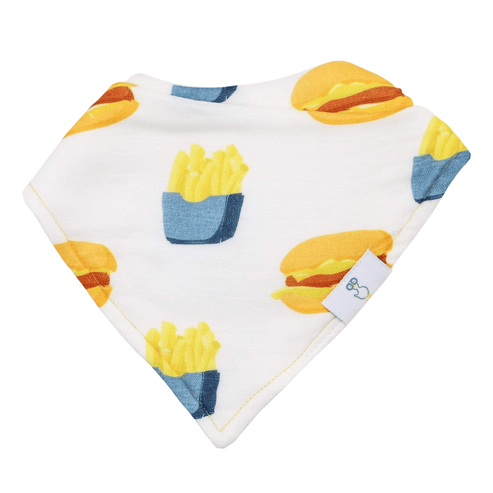 Goosewaddle 2 Pack Muslin & Terry Cloth Bib Set Burger and Fries