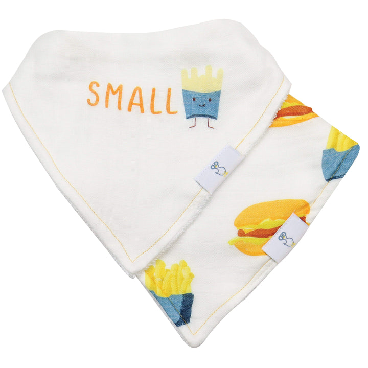 Goosewaddle 2 Pack Muslin & Terry Cloth Bib Set Burger and Fries