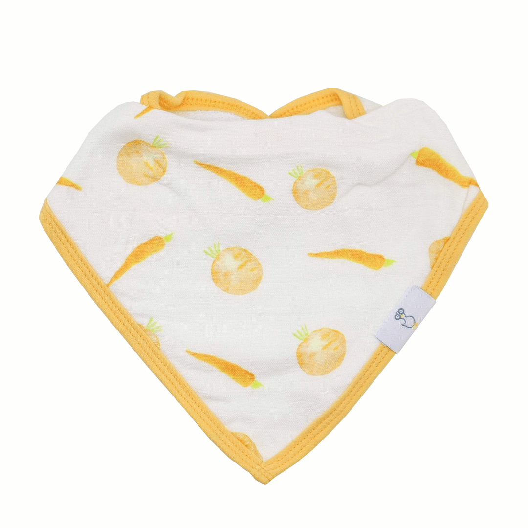 Goosewaddle 2 Pack Muslin & Terry Cloth Bib Set, Carrots and Shapes