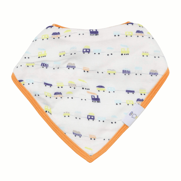 Goosewaddle 2 PK Muslin & Terry Cloth Bib Set Circles/Trains