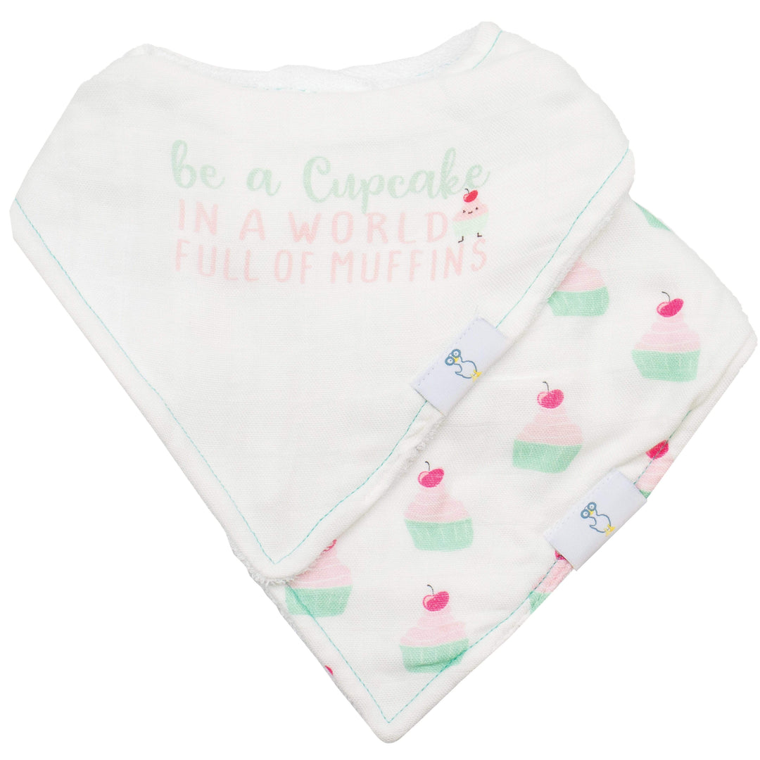 Goosewaddle 2 Pack Muslin & Terry Cloth Bib Set Cupcake