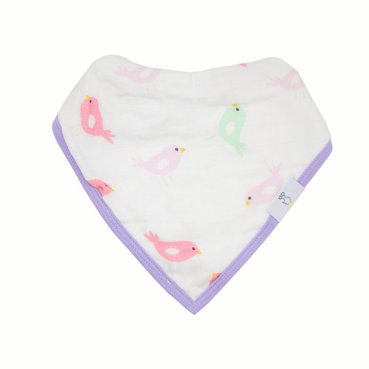 Goosewaddle 2 PK Muslin & Terry Cloth Bib Set Hearts/Birds