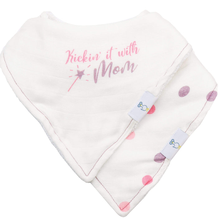 Goosewaddle 2 PK Muslin & Terry Cloth Bib Set Mom/Dots