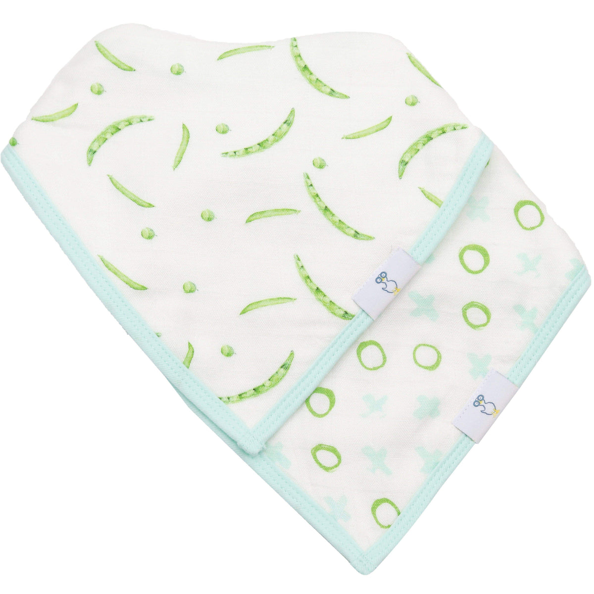 Goosewaddle 2 Pack Muslin &amp; Terry Cloth Bib Set, Peas and OX