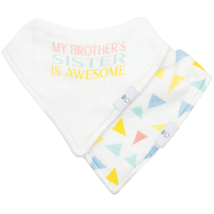 Goosewaddle 2 PK Muslin & Terry Cloth Bib Set Sister/Triangles