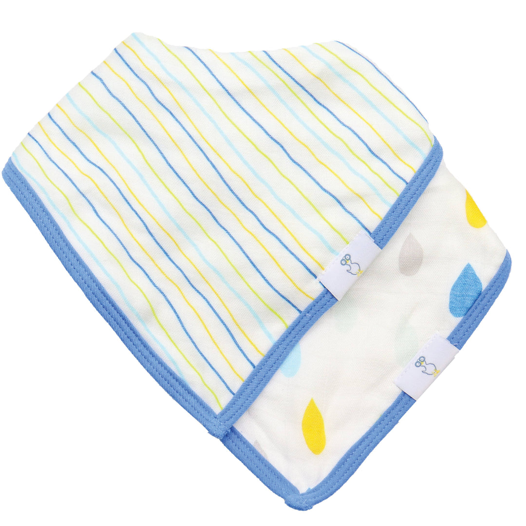 Goosewaddle 2 PK Muslin & Terry Cloth Bib Set Stripes/Rain Drops