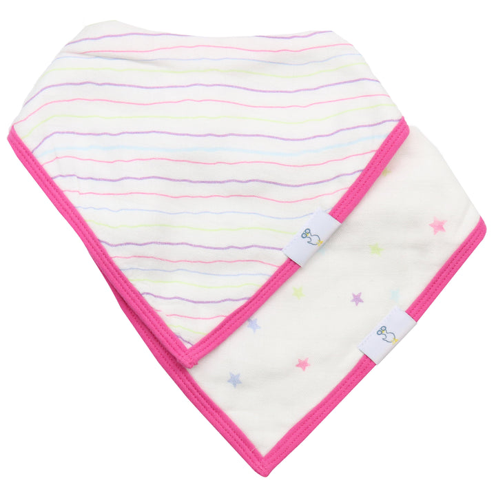 Goosewaddle 2 PK Muslin & Terry Cloth Bib Set Stripes/Stars