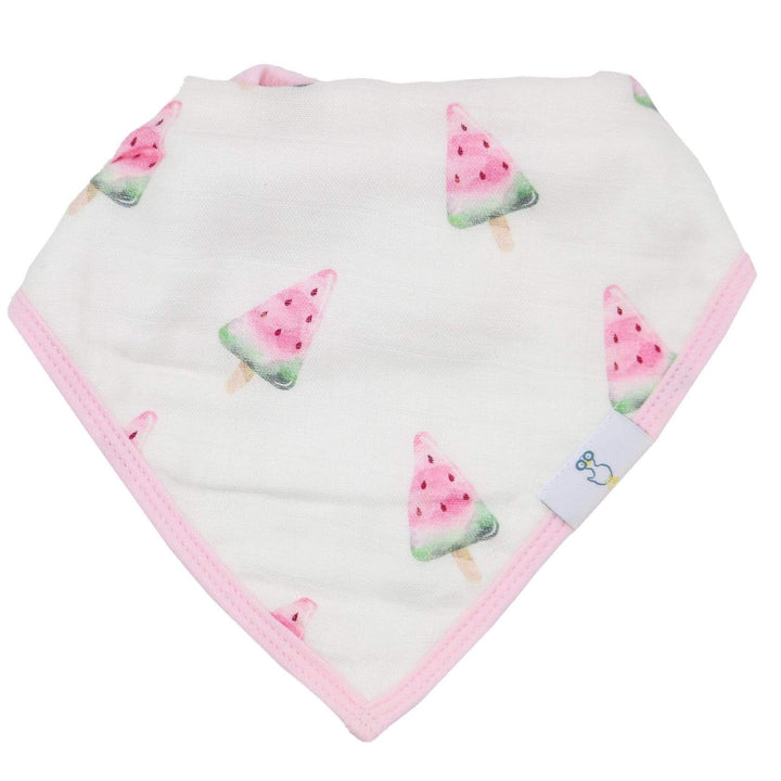 Goosewaddle 2 Pack Muslin & Terry Cloth Bib Set, Watermelon Popsicles and Stripes