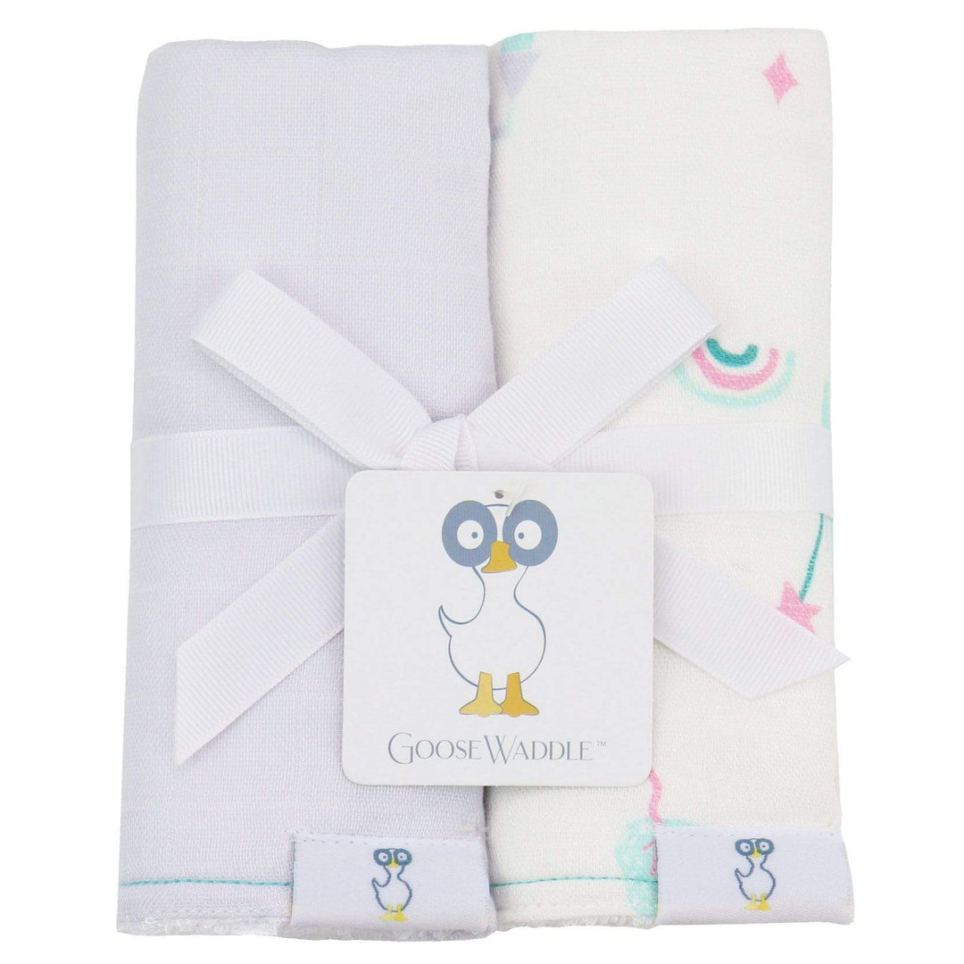 Goosewaddle 2 PK Muslin & Terry Cloth Burp Cloth Lavender/Castles