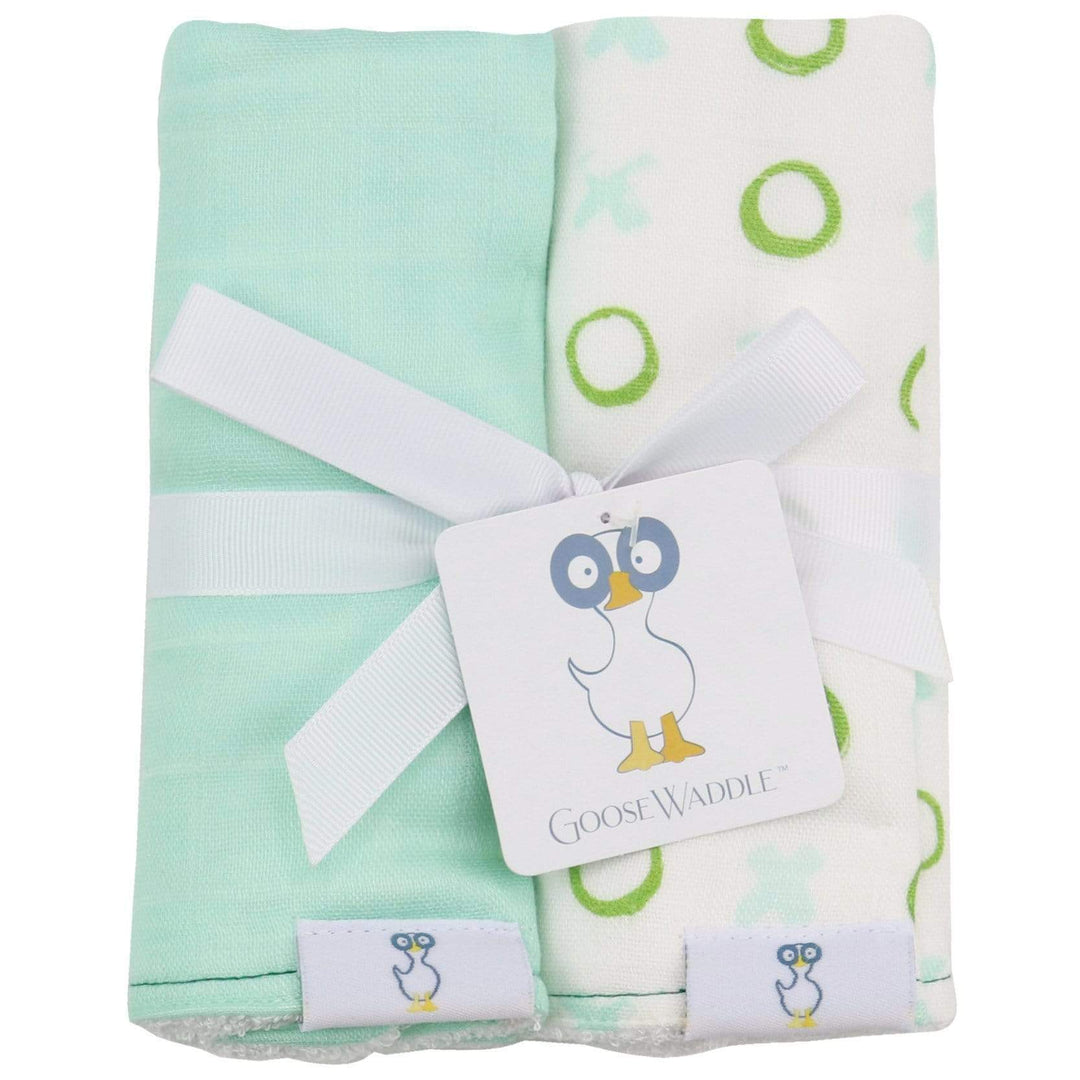 Goosewaddle 2 PK Muslin & Terry Cloth Burp Cloth XO/Mint