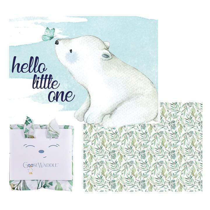 GooseWaddle Basil Bear/Leaves Newborn Receiving Blankets