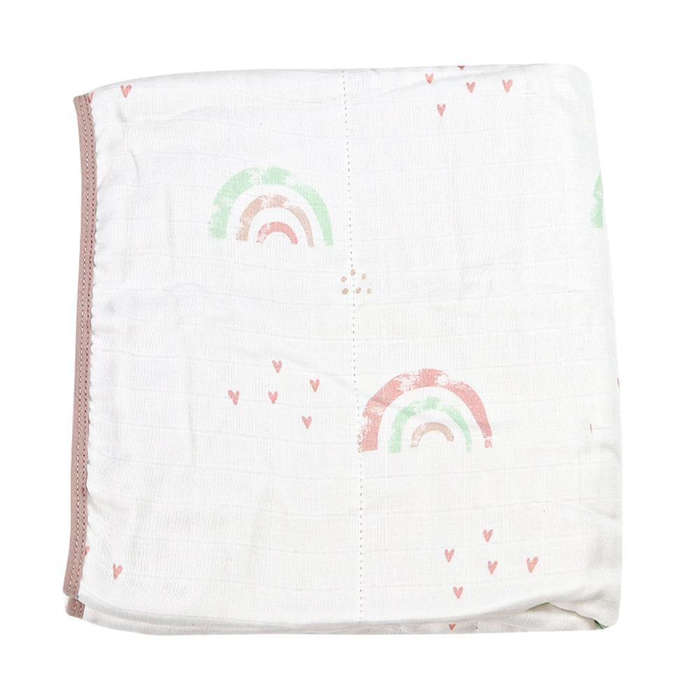 GooseWaddle Blanket Bamboo Muslin Quilted Blanket (Mauve & Rainbows)