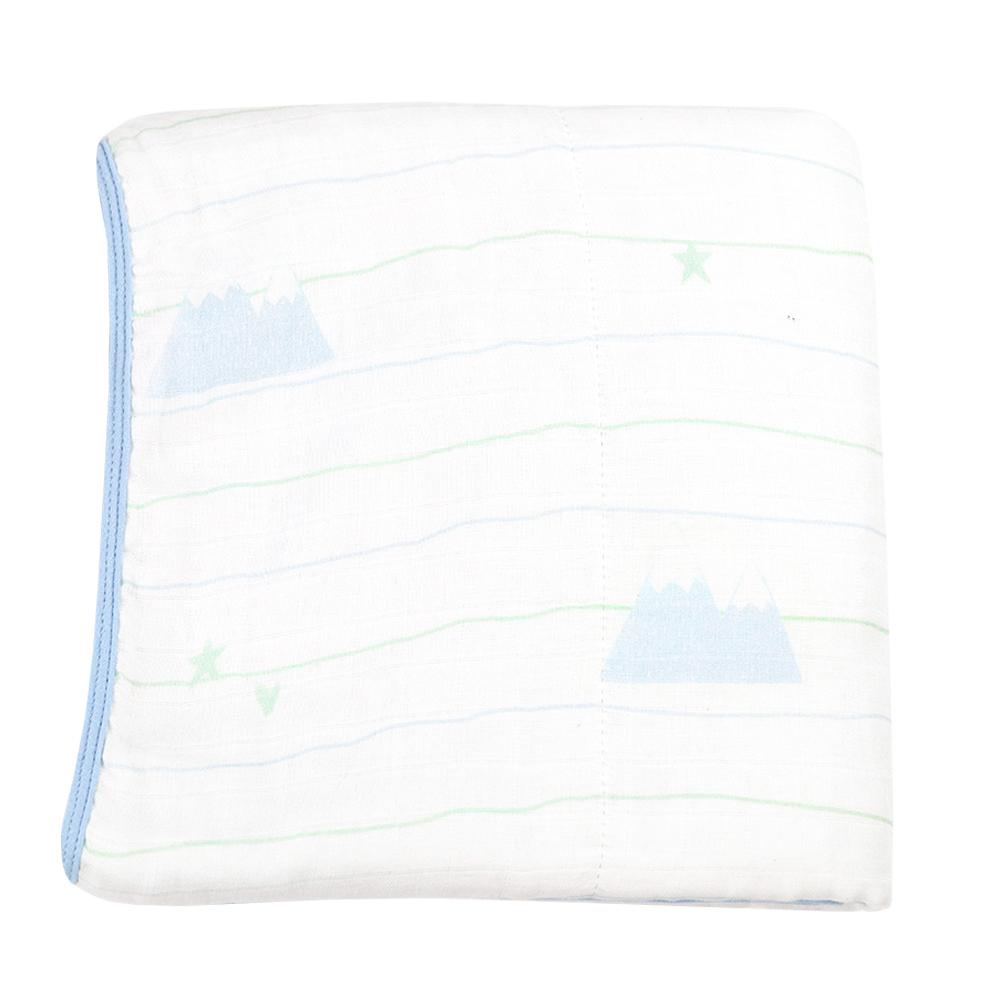 GooseWaddle Blanket Bamboo Muslin Quilted Blanket (Mountains & Blue)