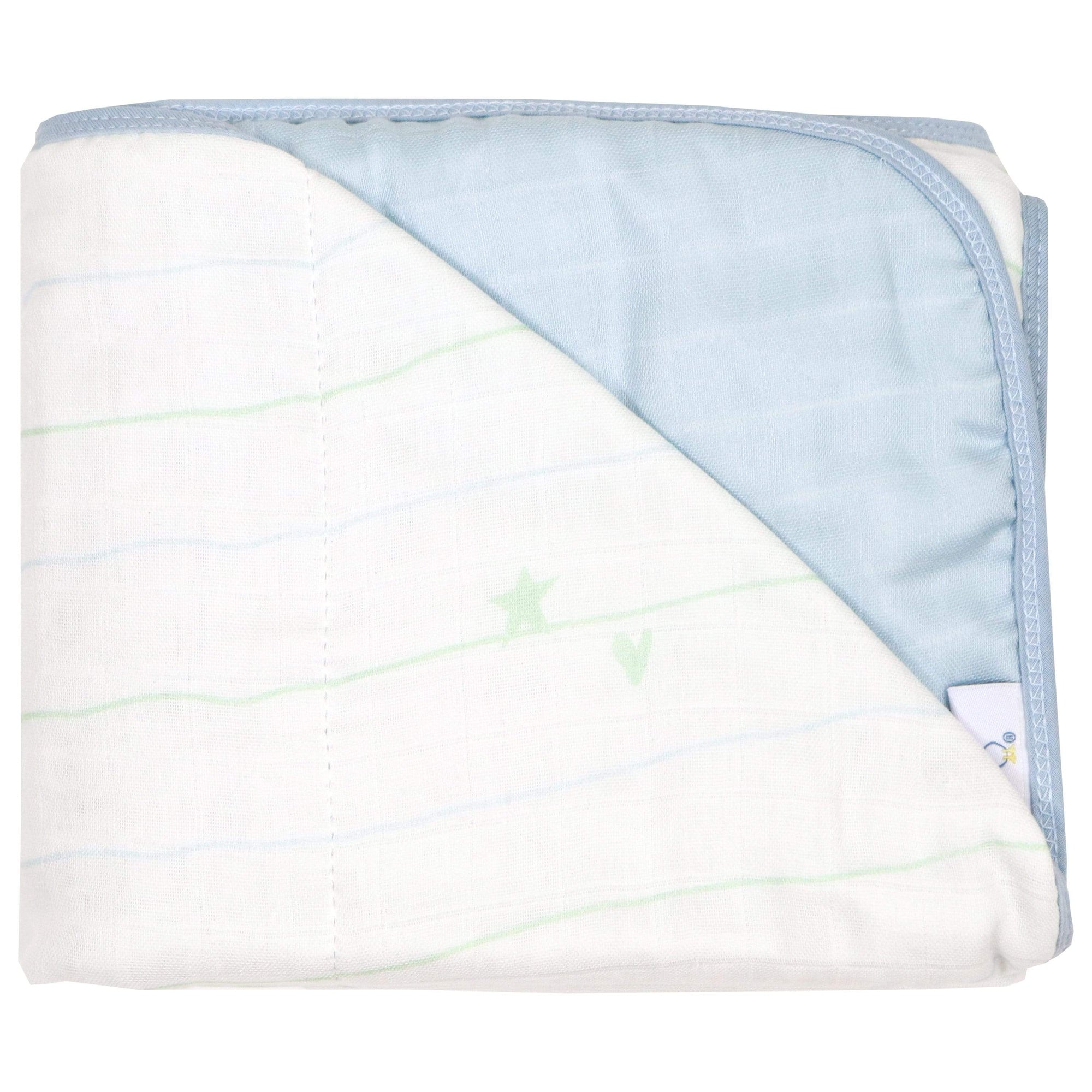 GooseWaddle Blanket Bamboo Muslin Quilted Blanket (Mountains & Blue)