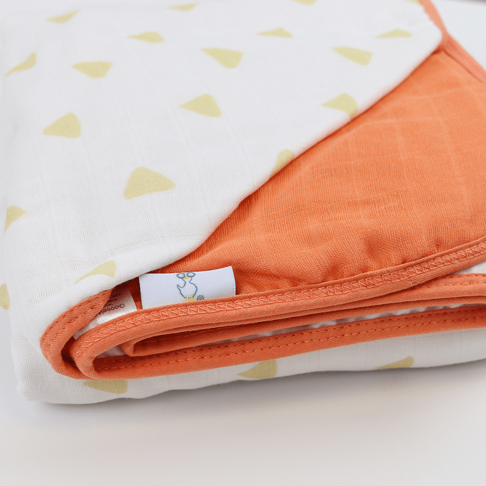 GooseWaddle Blanket Bamboo Muslin Quilted Blanket (Triangles &amp; Terra Cotta)