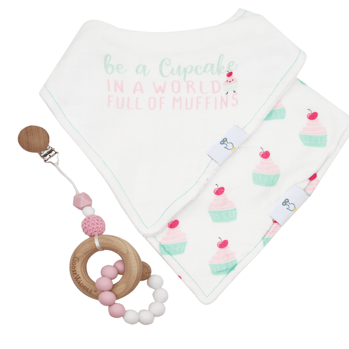 GooseWaddle Cupcake Bib and Teether Set