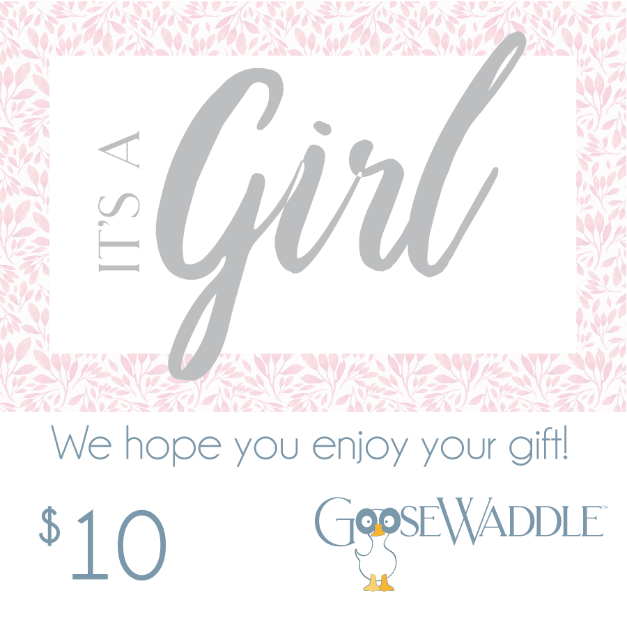 It's a Girl Gift Card - Goosewaddle® | Newborn Baby Blankets Toys Teethers  Bibs \u0026 More, image size:900x901