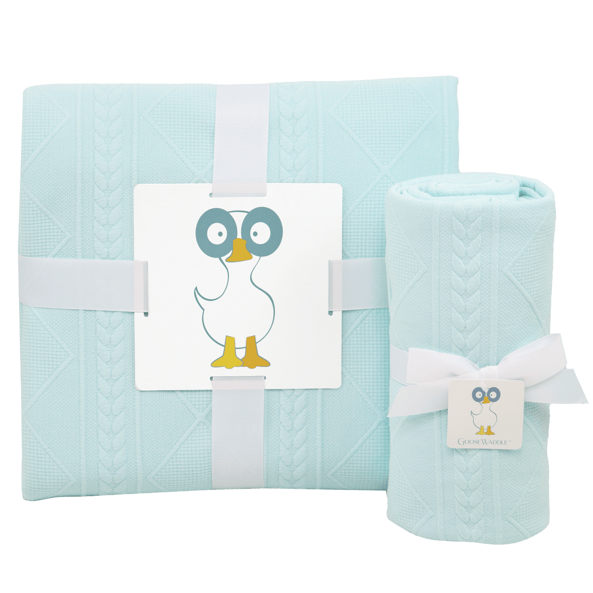 GooseWaddle Mommy &amp; Me Knit Blanket Set - Mint