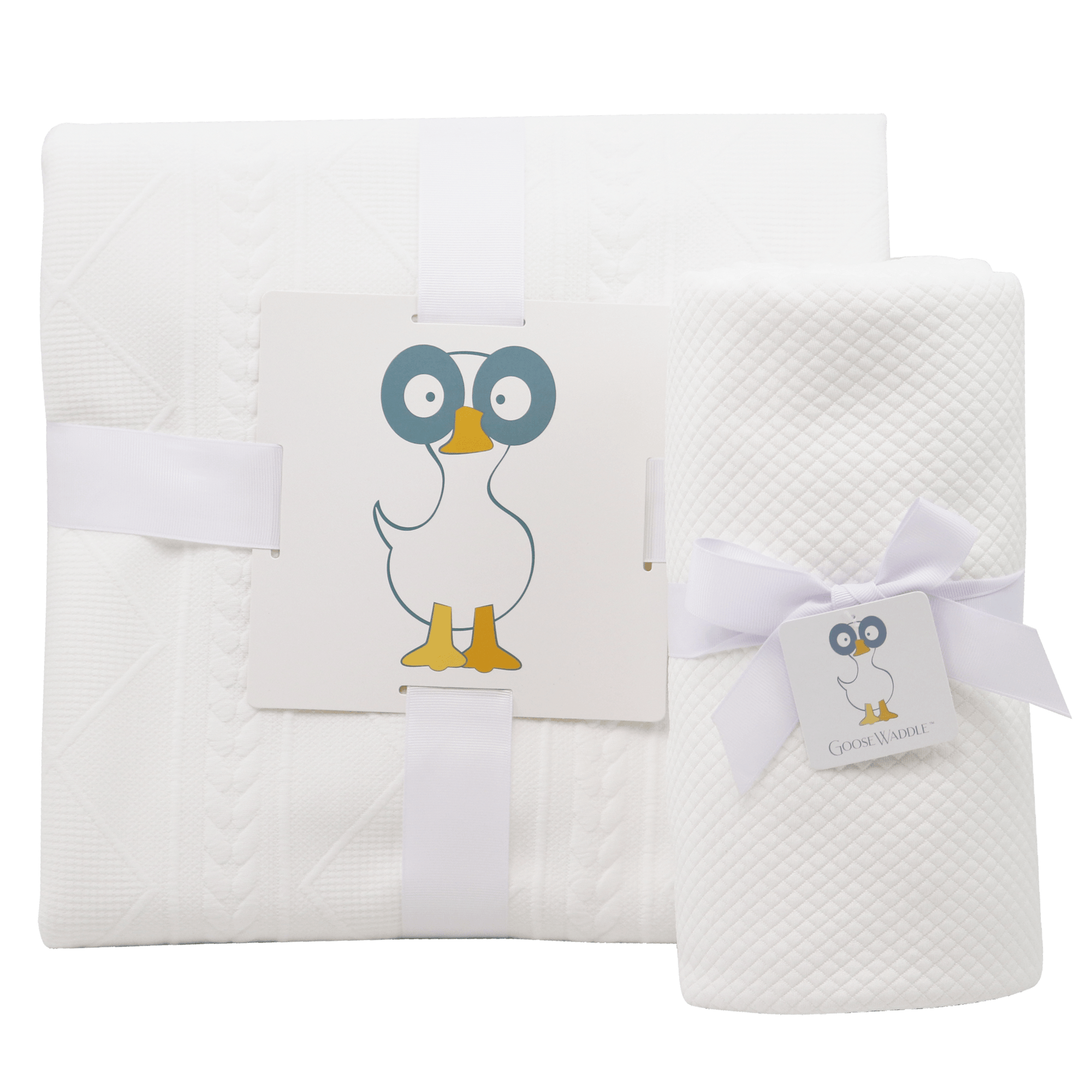 GooseWaddle Mommy & Me Knit Blanket Set - White