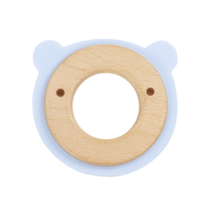 GooseWaddle Teether Blue Bear Silicone + Wood Teether