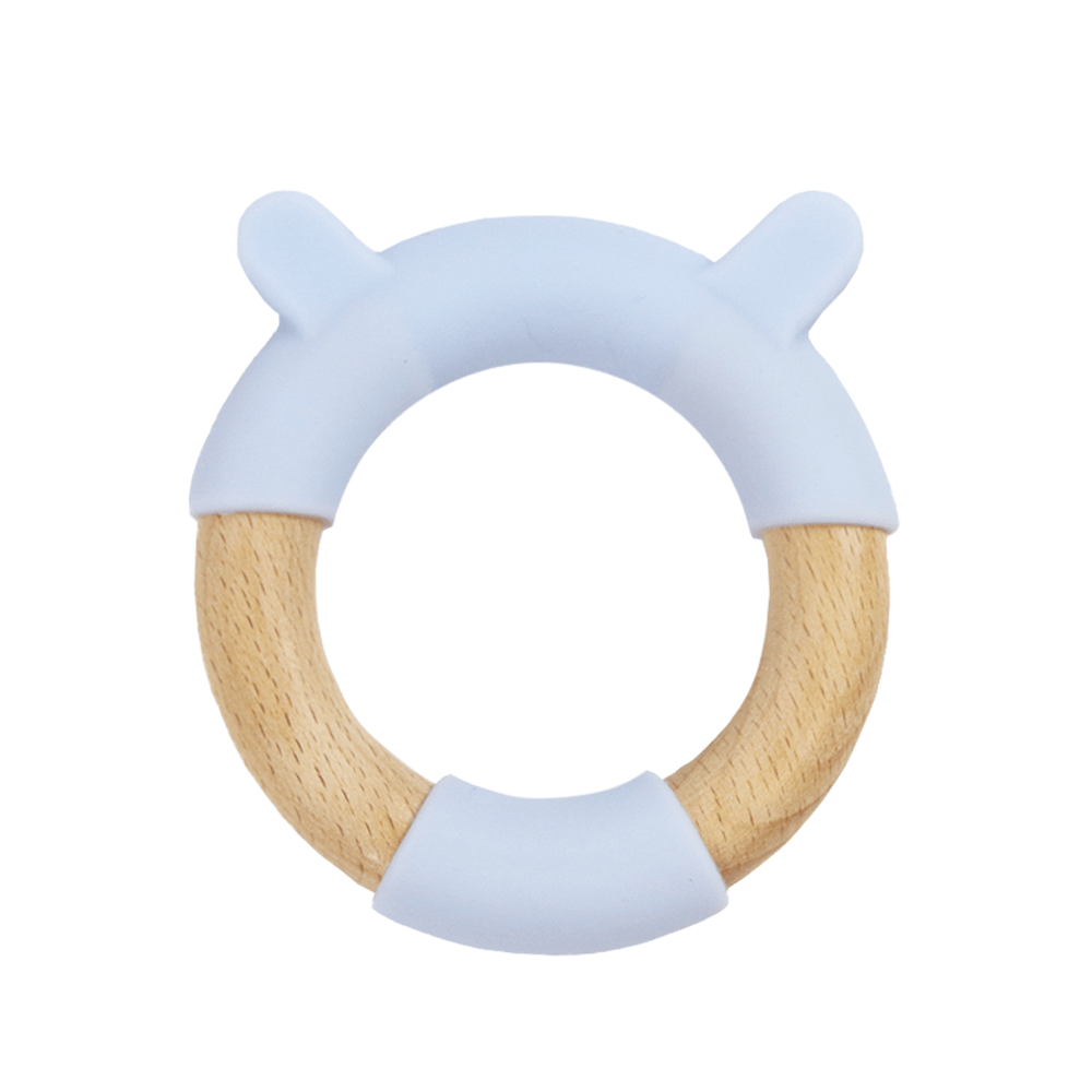 GooseWaddle Teether Blue Bear Silicone + Wood Teether