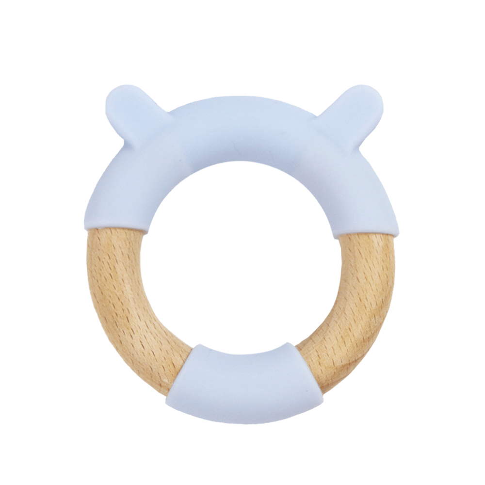 GooseWaddle Teether Blue Bear Silicone + Wood Teether Imperial
