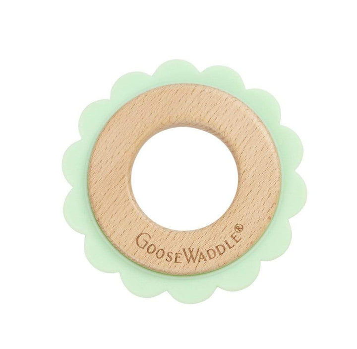 GooseWaddle Teether Green Lion Silicone + Wood Teether