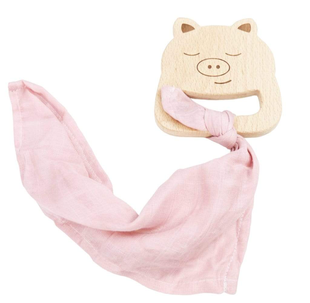 Teether Puff Wooden Teether with Blankie (7 Colors) - Goosewaddle® | Newborn Baby ...
