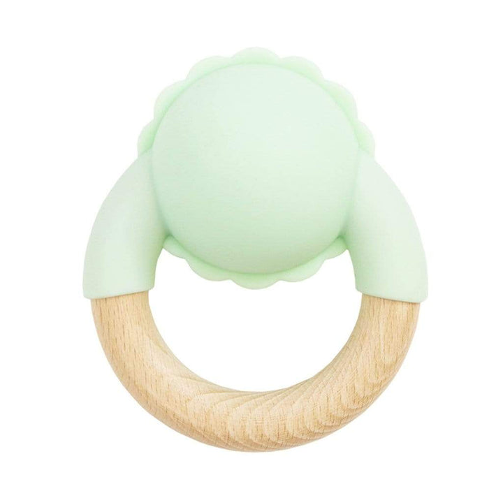 GooseWaddle Teether Mint Lion Silicone & Wood Teething Rattle