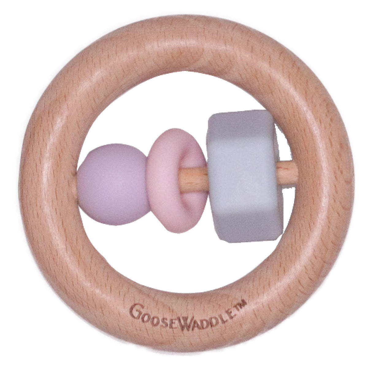 GooseWaddle Teether Wholesale Wooden and Silicone Teether (Pink, Lavender &amp; Gray)