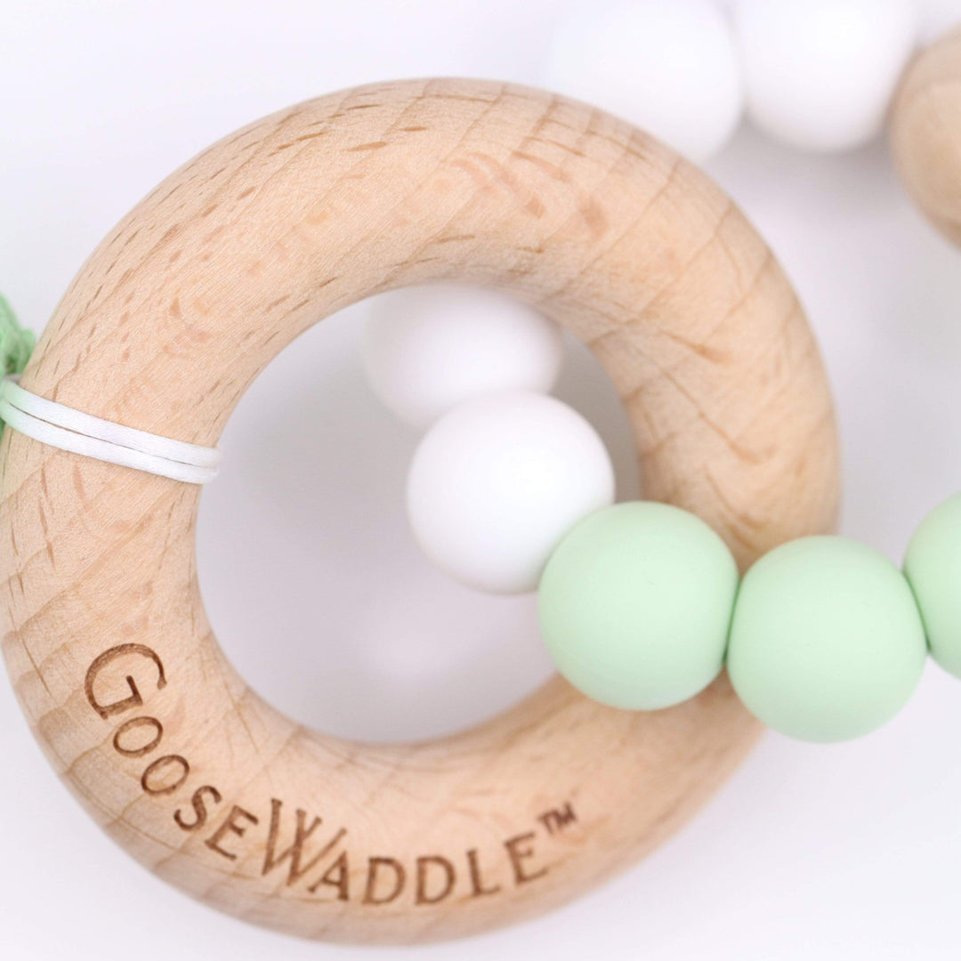 Goosewaddle Teether Wooden and Silicone Teether - Mint