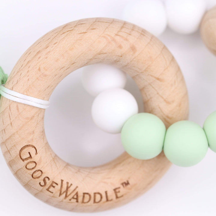 Goosewaddle Teether Wooden and Silicone Teether - Mint