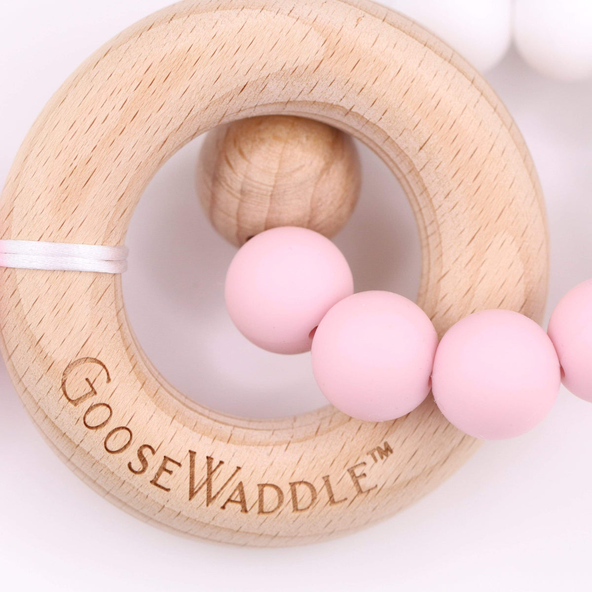 Goosewaddle Teether Wooden and Silicone Teether - Pink