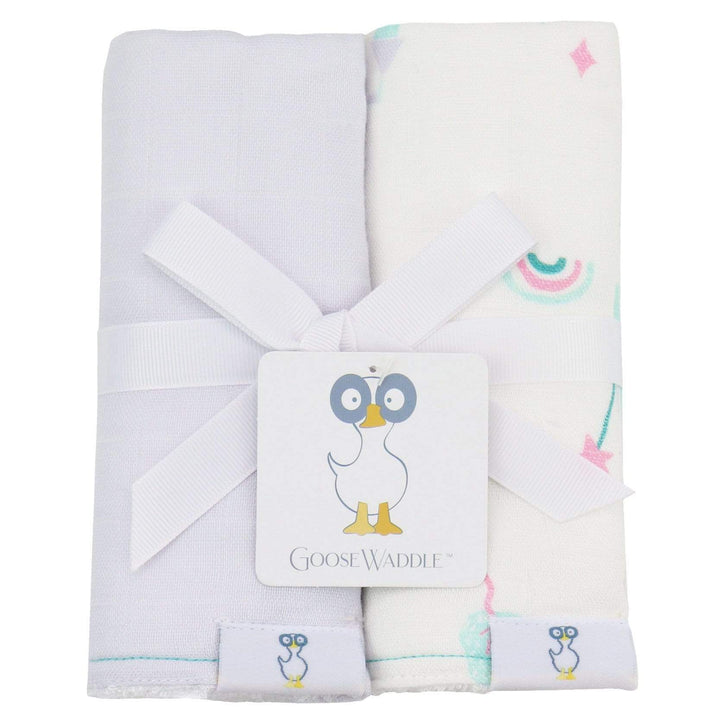 Goosewaddle Wholesale 2 PK Muslin & Terry Cloth Burp Cloth Lavender/Castles