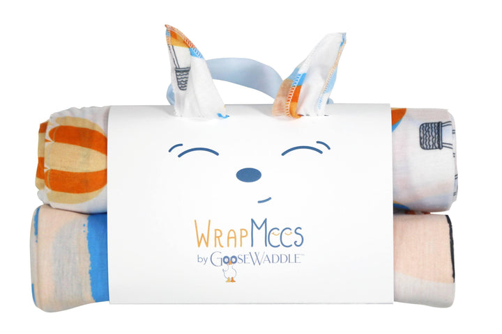 Goosewaddle Wrap Mees 2Pk Receiving Blanket Bear/Hot Air Balloons