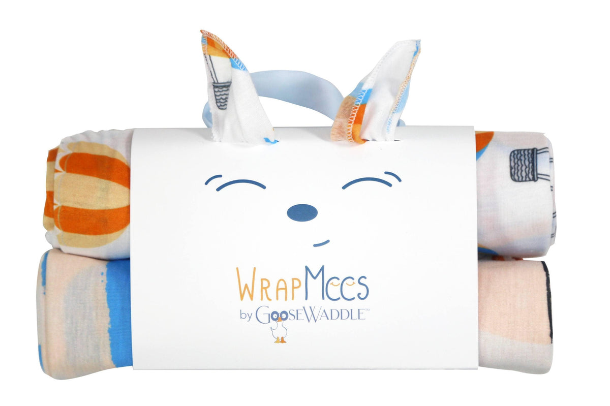 Goosewaddle Wrap Mees 2Pk Receiving Blanket Bear/Hot Air Balloons