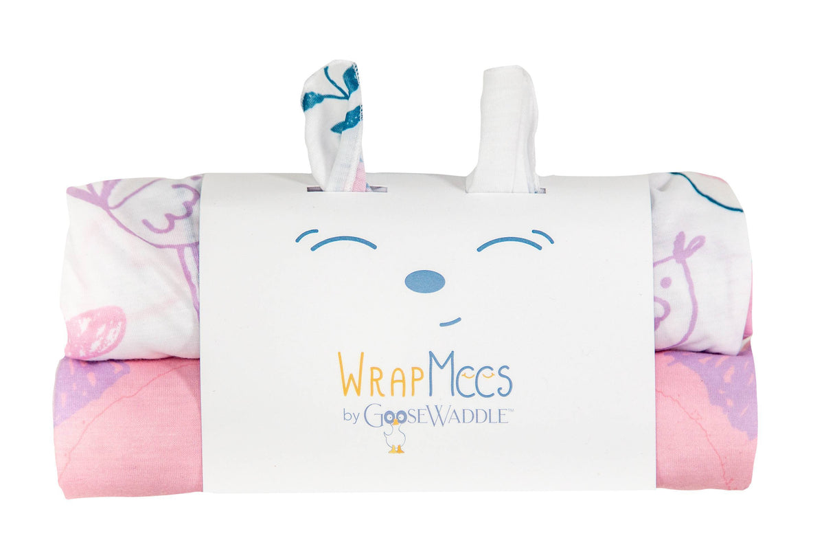 Goosewaddle Wrap Mees 2Pk Receiving Blanket Kitty/Birds